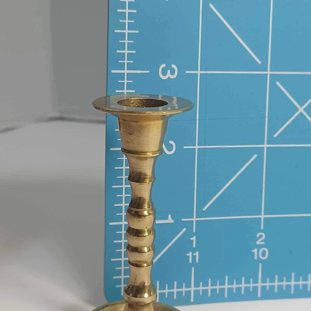 Small Brass Candlestick Holder Taper‎ Candle Stick Mid Century Home Decor 3 in.